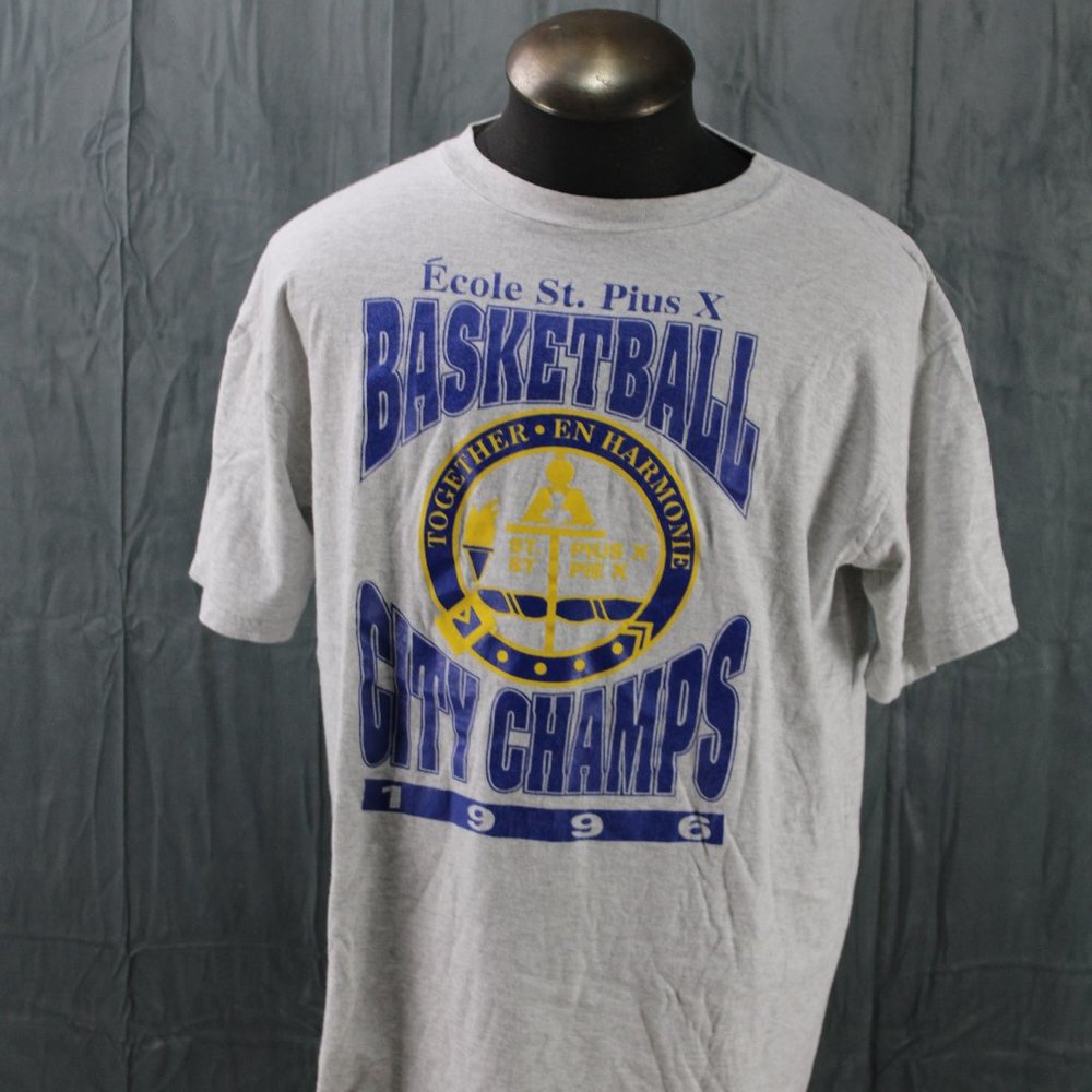 Vintage Graphic T-shirt - St Pius X City Champs 1996 - Men's Extra-Large